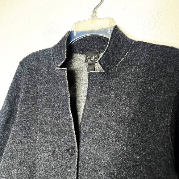 Eileen Fisher Woman Felted 100% Merino Wool Double Knit Long Line Blazer Jacket - Picture 4 of 14